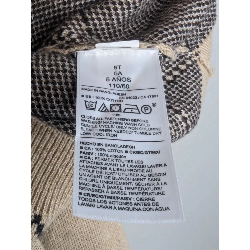 Equestrian Horse Kid's Cardigan Sweater 5T Brown Slouchy Old Navy Cotton